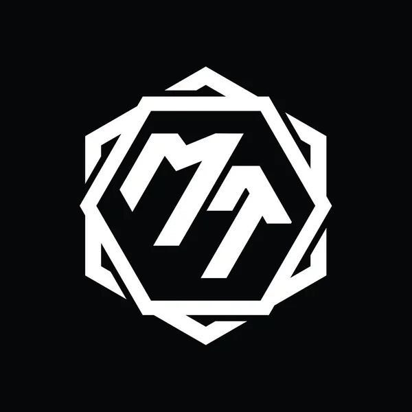 Logo Monogram Zeshoek Vorm Met Geometrische Abstracte Geïsoleerde Schets Ontwerp — Stockfoto