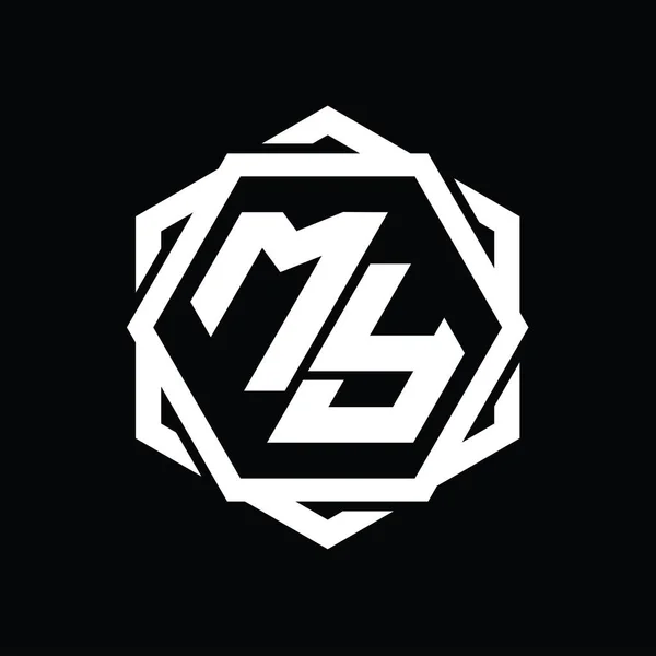 Moje Logo Monogram Sześciokątny Kształt Geometrycznym Abstrakcyjnym Odizolowanym Zarysem Szablonu — Zdjęcie stockowe
