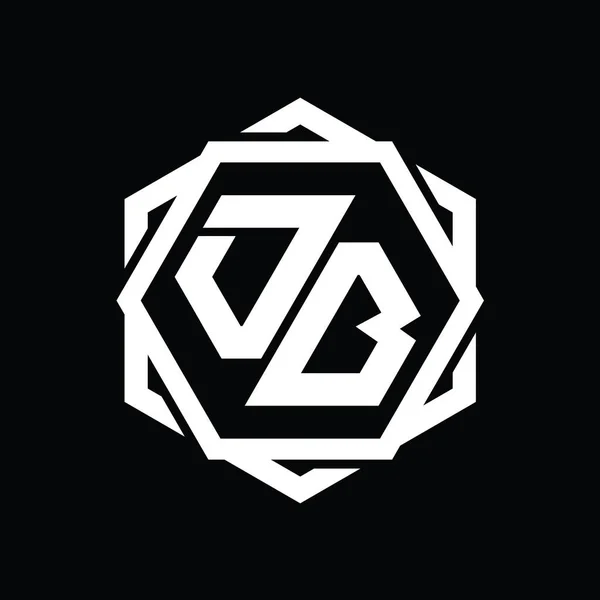 Logo Monogram Bentuk Heksagon Dengan Abstrak Geometris Terisolasi Kerangka Desain — Stok Foto