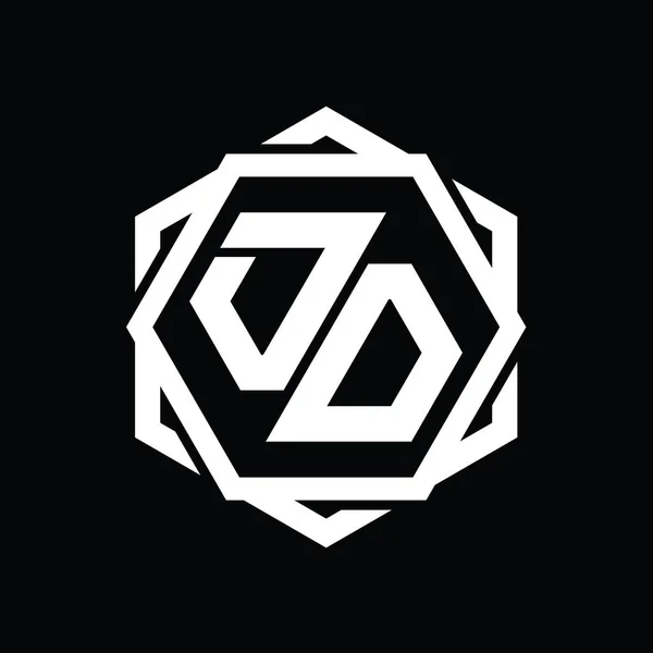 Logo Monogram Sekskant Form Med Geometrisk Abstrakt Isoleret Skitse Design - Stock-foto
