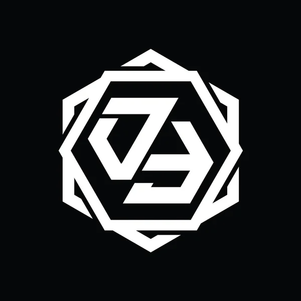 Von Logo Monogramm Sechseck Form Mit Geometrischen Abstrakten Isolierten Umrissen — Stockfoto