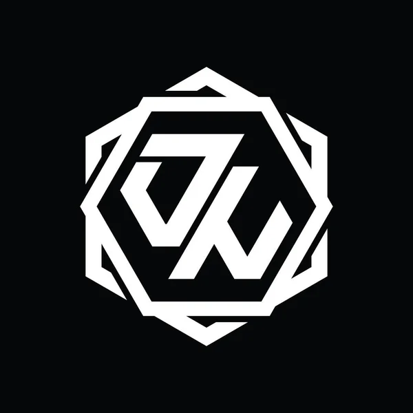 Logo Monogram Hatszög Alakú Geometriai Absztrakt Elszigetelt Vázlat Tervezési Sablon — Stock Fotó