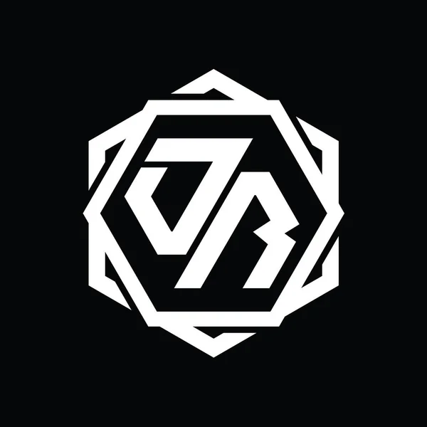Lub Logo Monogram Sześciokątny Kształt Geometrycznym Abstrakcyjnym Odizolowanym Zarysem Szablonu — Zdjęcie stockowe