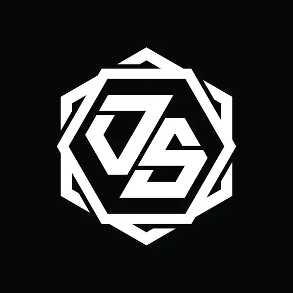 Logo Monogram Sześciokątny Kształt Geometrycznym Abstrakcyjnym Odizolowanym Zarysem Szablonu Projektu — Zdjęcie stockowe