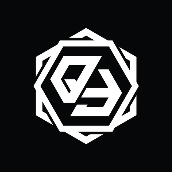 Logo Forme Hexagonale Monogramme Avec Modèle Géométrique Abstrait Conception Contour — Photo