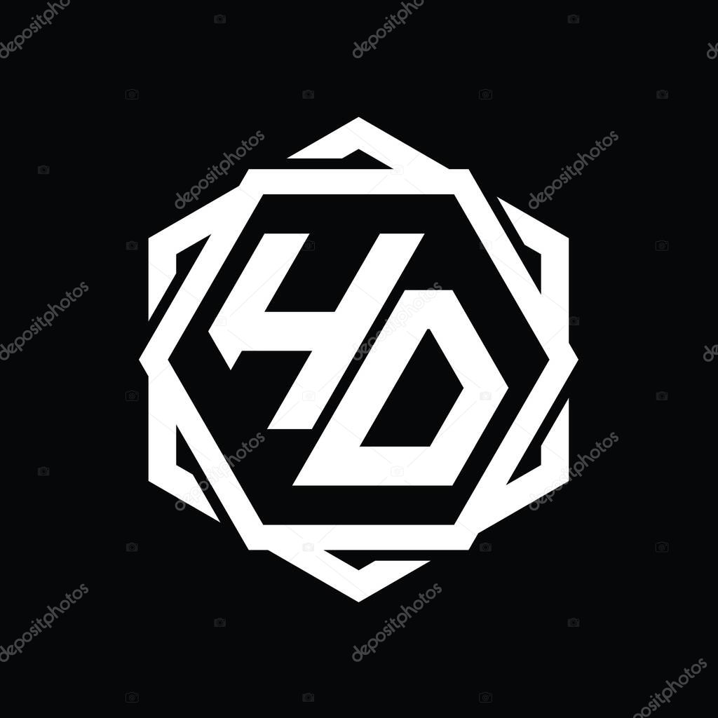 HD Logo monogram hexagon shape with geometric abstract isolated outline design template