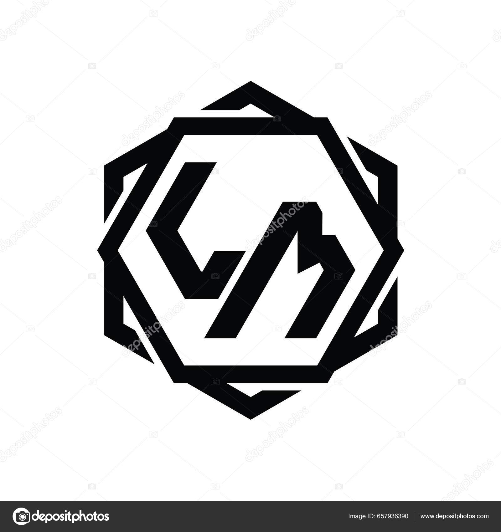 PM Logo monogram gaming with hexagon geometric shape design