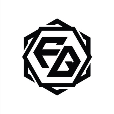 Geometrik soyut izole tasarım şablonu ile FQ Logo monogram altıgen şekli