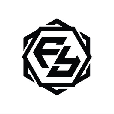 Geometrik soyut izole tasarım şablonu ile FY Logo monogram altıgen şekli