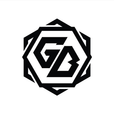 Geometrik soyut izole tasarım şablonu ile GB Logo monogram altıgen şekli