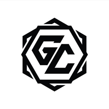 Geometrik soyut izole tasarım şablonu ile GC Logo monogram altıgen şekli