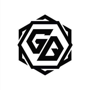 Geometrik soyut izole tasarım şablonu ile GQ Logo monogram altıgen şekli