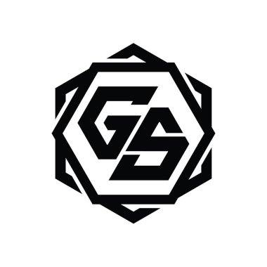 GS Logo monogram altıgen şekli Geometrik soyut izole tasarım şablonu