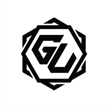 Geometrik soyut izole tasarım şablonu ile GV logo monogram altıgen şekli