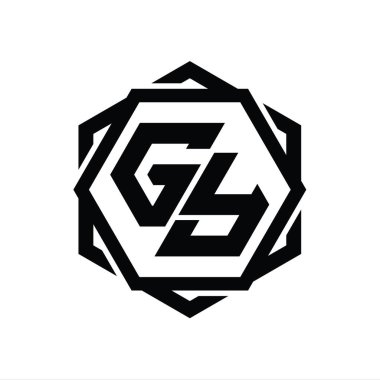 Geometrik soyut izole tasarım şablonu ile GY Logo monogram altıgen şekli