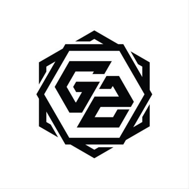 Geometrik soyut izole tasarım şablonu ile GZ logo monogram altıgen şekli