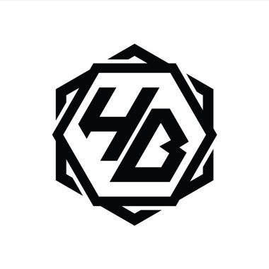 Geometrik soyut izole tasarım şablonu ile HB Logo monogram altıgen şekli