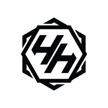 Geometrik soyut izole tasarım şablonu ile HH logo monogram altıgen şekli