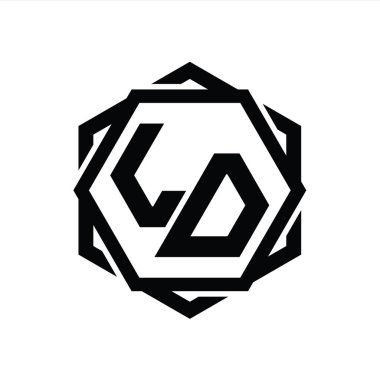 LD Logo monogram altıgen şekli Geometrik soyut izole tasarım şablonu