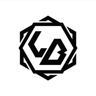 LB Logo monogram altıgen şekli geometrik soyut izole tasarım şablonu