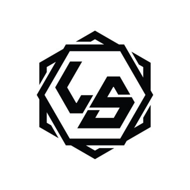 LS Logo monogram altıgen şekli Geometrik soyut izole tasarım şablonu