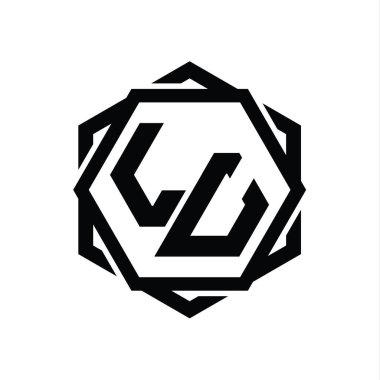 LU Logo monogram altıgen şekli geometrik soyut izole tasarım şablonu
