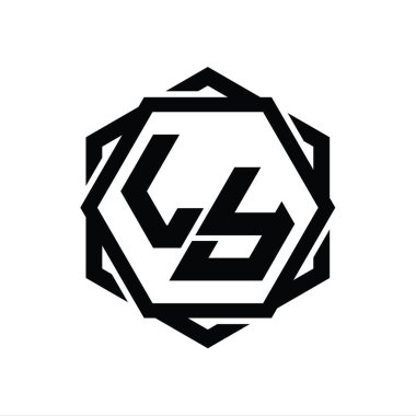 LY Logo monogram altıgen şekli geometrik soyut izole tasarım şablonu