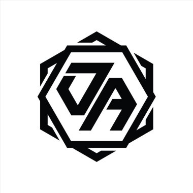 Geometrik soyut izole tasarım şablonu ile OA logo monogram altıgen şekli