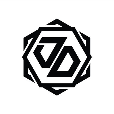 OD Logo monogram altıgen şekli Geometrik soyut izole tasarım şablonu