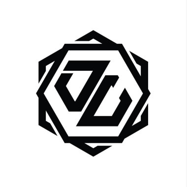 OU Logo monogram altıgen şekli geometrik soyut izole tasarım şablonu