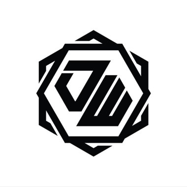 Geometrik soyut izole tasarım şablonu ile OW Logo monogram altıgen şekli