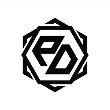 Geometrik soyut izole tasarım şablonu ile PD logo monogram altıgen şekli