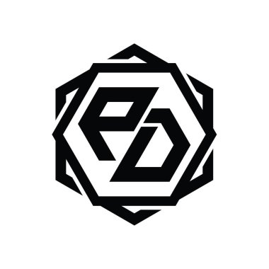 Geometrik soyut izole tasarım şablonu ile PO Logo monogram altıgen şekli