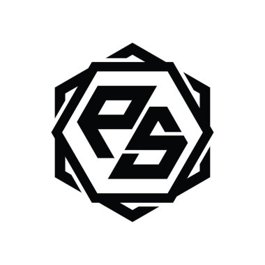 PS Logo monogram altıgen şekli Geometrik soyut izole tasarım şablonu
