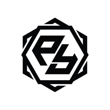 Geometrik soyut izole tasarım şablonu ile PY Logo monogram altıgen şekli