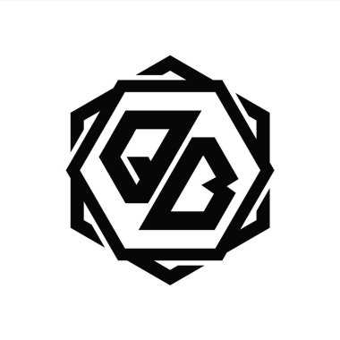 QB Logo monogram altıgen şekli geometrik soyut izole tasarım şablonu