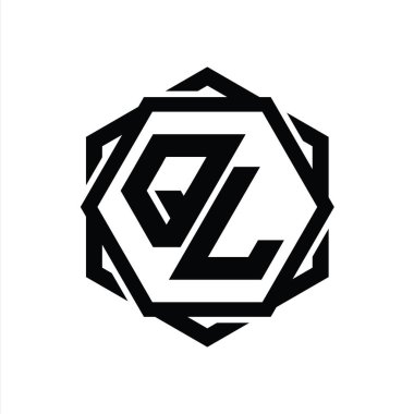 Geometrik soyut izole tasarım şablonu ile QL Logo monogram altıgen şekli
