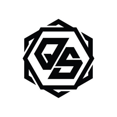 QS Logo monogram altıgen şekli geometrik soyut izole tasarım şablonu