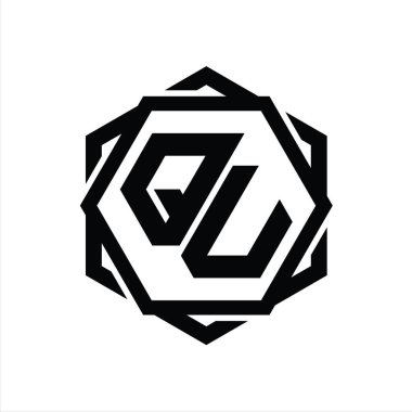 QV logo monogram altıgen şekli geometrik soyut izole tasarım şablonu