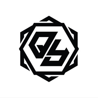 Geometrik soyut izole tasarım şablonu ile QY Logo monogram altıgen şekli