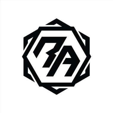 RA logo monogram altıgen şekli geometrik soyut izole tasarım şablonu