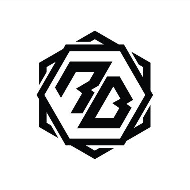 Geometrik soyut izole tasarım şablonu ile RB Logo monogram altıgen şekli