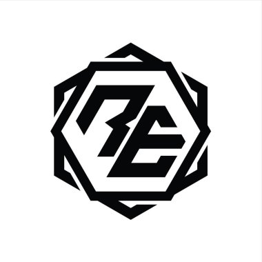 DE Logo monogram altıgen şekli Geometrik soyut izole tasarım şablonu