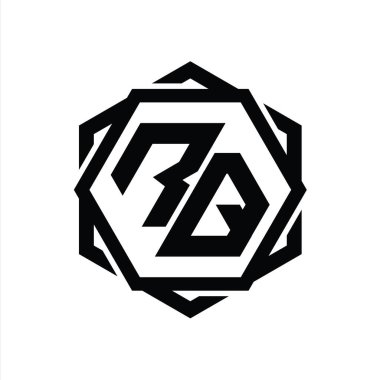 Geometrik soyut izole tasarım şablonu ile RQ Logo monogram altıgen şekli