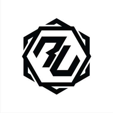 Geometrik soyut izole tasarım şablonu ile RV logo monogram altıgen şekli