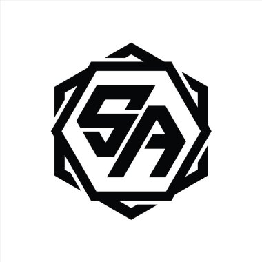 SA Logo monogram altıgen şekli geometrik soyut izole tasarım şablonu