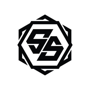 SS Logo monogram altıgen şekli geometrik soyut izole tasarım şablonu
