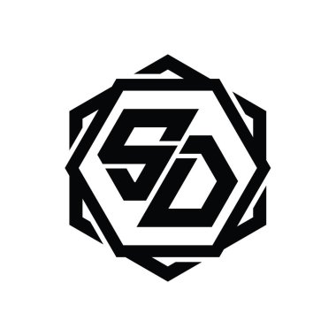 Yani logo monogram altıgen şekli geometrik soyut izole tasarım şablonu