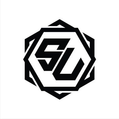 Geometrik soyut izole tasarım şablonu ile SV Logo monogram altıgen şekli