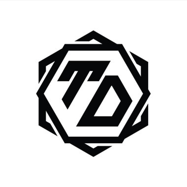 Geometrik soyut izole tasarım şablonu ile TD logo monogram altıgen şekli